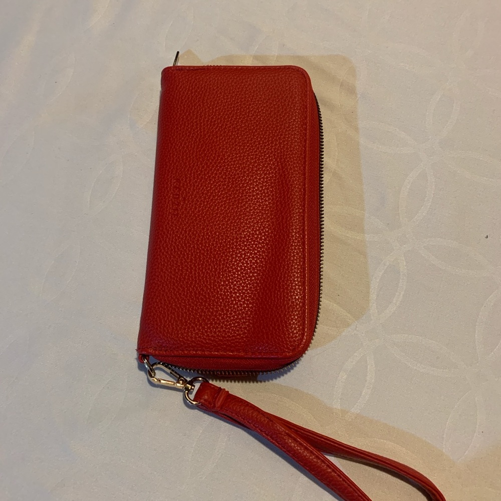 Kedzie Red Zip-Around Wallet with Wrist Strap